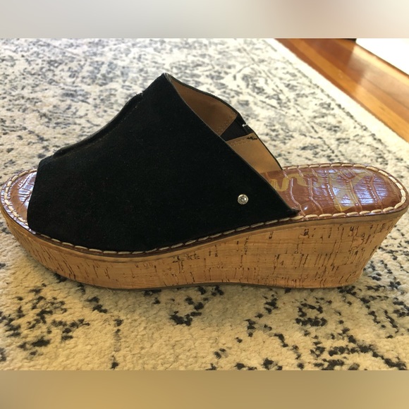 Sam Edelman black suede wedge sandals size 8.5 - Picture 2 of 6